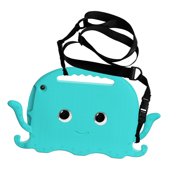 For Amazon Kindle Fire HD10 2021 Octopus Style EVA + PC Tablet Case with Strap(Glacial Green)