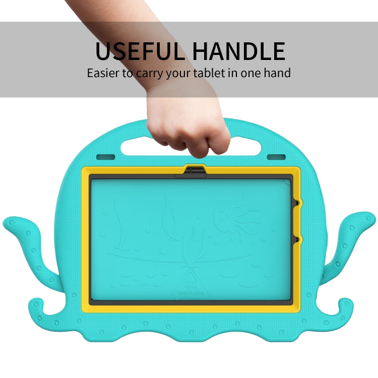 For Amazon Kindle Fire HD10 2021 Octopus Style EVA + PC Tablet Case with Strap(Glacial Green)