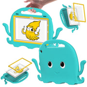 For Amazon Kindle Fire HD10 2021 Octopus Style EVA + PC Tablet Case with Strap(Glacial Green)