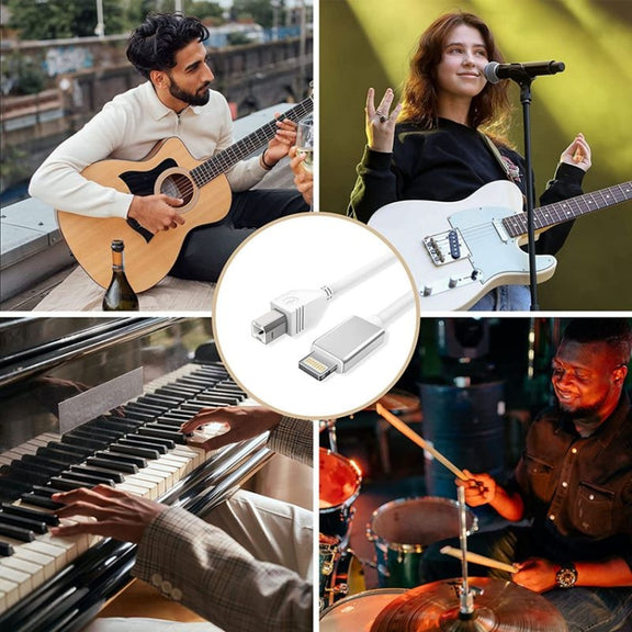 1m 8 Pin to USB + MIDI Electronic Music Instrument & OTG & Charging Multifunctional Cable Compatible with above iOS 10.3.2