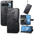 For Google Pixel 9 Butterfly Love Flower Embossed Leather Phone Case(Black) - Google Cases by PMC TechLife | Online Shopping South Africa | PMC TechLife | Buy Now Pay Later Mobicred