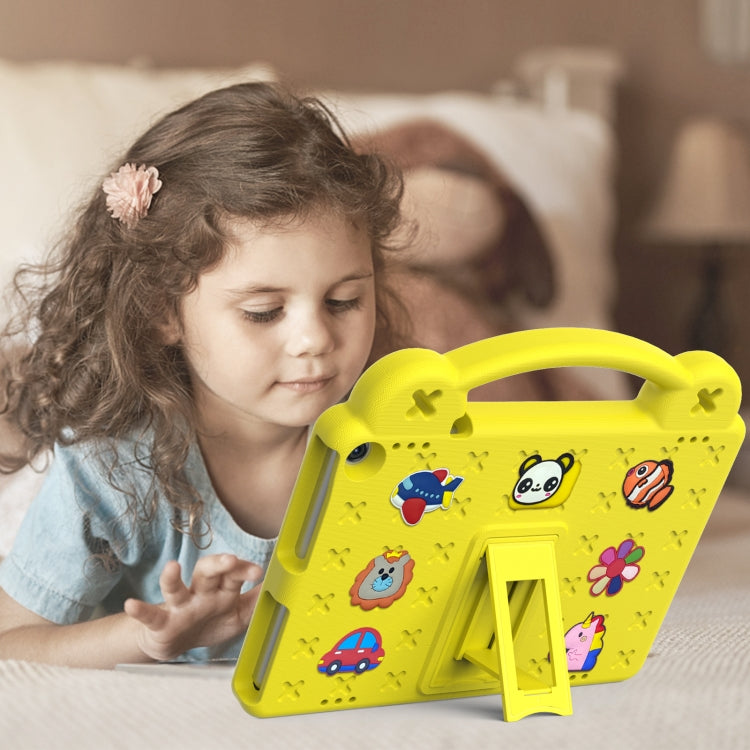 For Amazon Fire HD 10 2021 Handle Kickstand Children EVA Shockproof PC Tablet Case(Yellow)
