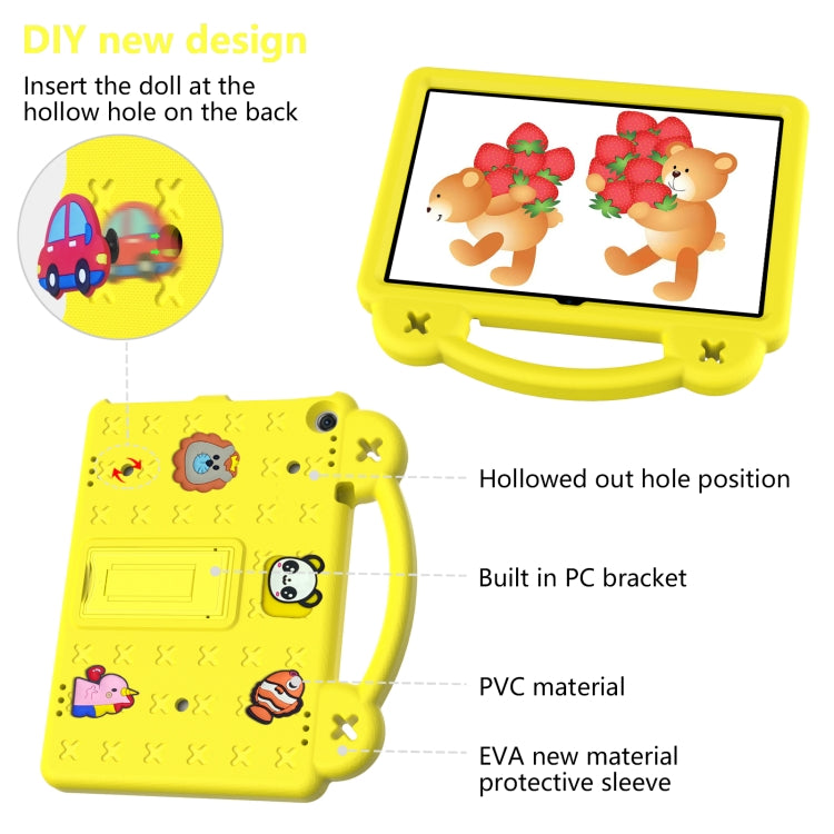 For Amazon Fire HD 10 2021 Handle Kickstand Children EVA Shockproof PC Tablet Case(Yellow)