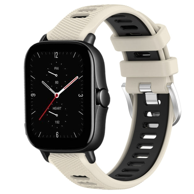 For Amazfit GTS 3 20mm Cross Texture Two Color Silicone Steel Buckle Watch Band(Starlight+Black)