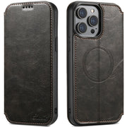 For iPhone 14 Plus Suteni J05 Leather Magnetic Magsafe Phone Case(Black)