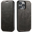 For iPhone 14 Pro Max Suteni J05 Leather Magnetic Magsafe Phone Case(Black) - iPhone 14 Pro Max Cases by Suteni | Online Shopping South Africa | PMC TechLife | Buy Now Pay Later Mobicred
