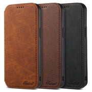 For iPhone 14 Suteni J06 Retro Matte Litchi Texture Leather Magnetic Magsafe Phone Case(Khaki)