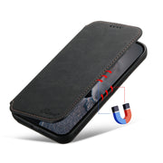 For iPhone 14 Plus Suteni J06 Retro Matte Litchi Texture Leather Magnetic Magsafe Phone Case(Black)