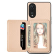 For OPPO A78 Carbon Fiber Magnetic Card Bag Phone Case(Khaki) - OPPO Cases by PMC TechLife | Online Shopping South Africa | PMC TechLife