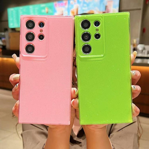 For Samsung Galaxy S25 Ultra 5G Jelly Glitter Solid Color TPU Phone Case(Fluorescent green)
