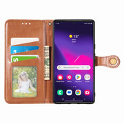 For Samsung Galaxy S25 Ultra 5G Retro Solid Color Buckle Leather Phone Case(Brown)