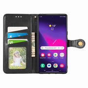 For Samsung Galaxy S25+ 5G Retro Solid Color Buckle Leather Phone Case(Black)