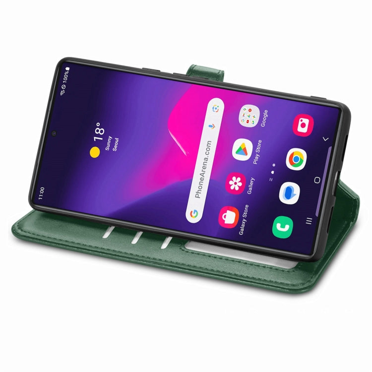 For Samsung Galaxy S25+ 5G Retro Solid Color Buckle Leather Phone Case(Green)