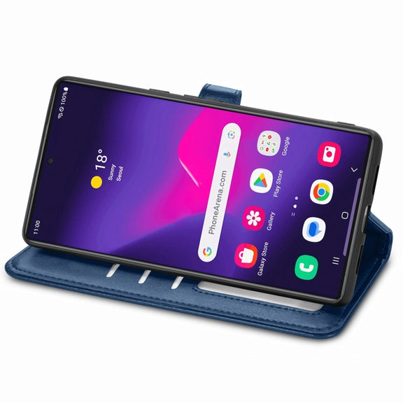 For Samsung Galaxy S25+ 5G Retro Solid Color Buckle Leather Phone Case(Blue)