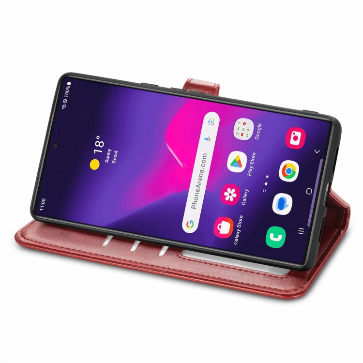 For Samsung Galaxy S25 5G Retro Solid Color Buckle Leather Phone Case(Red)