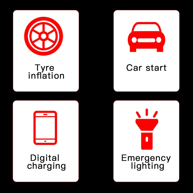 Ai8 Portable Multifunctional LCD Screen Emergency Power Supply 12V Car Start Air Pump(Red)