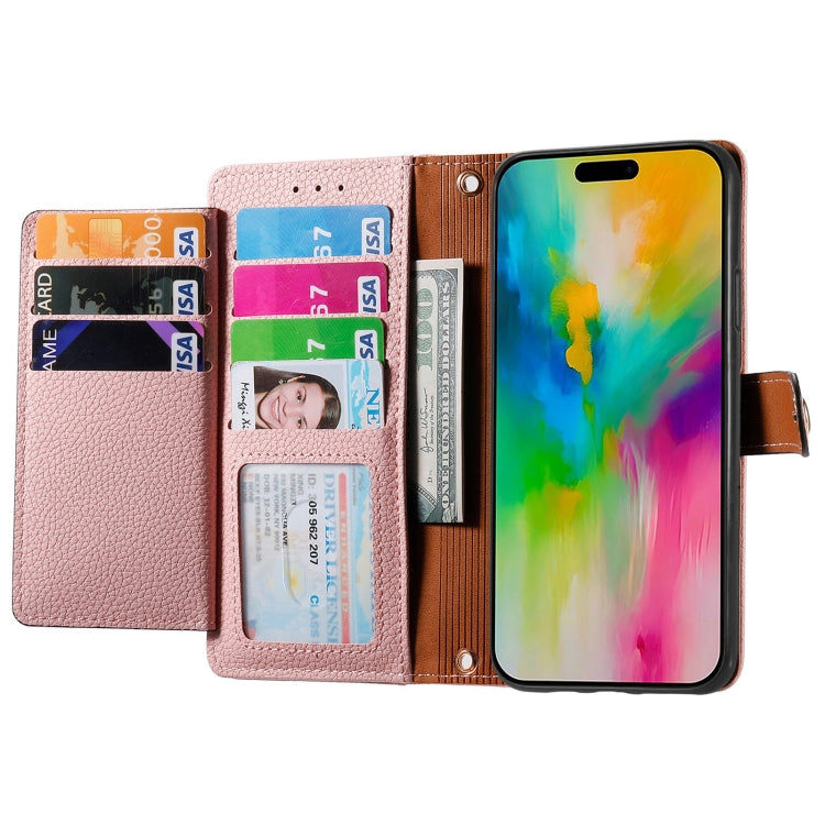 For iPhone 16 Pro Love Zipper Lanyard Leather Phone Case(Pink)