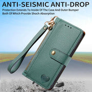 For iPhone 16e Love Zipper Lanyard Leather Phone Case(Green)