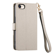 For iPhone 16e Love Zipper Lanyard Leather Phone Case(Gray)