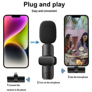 Bluetooth  Mini Microphone Wireless Lavalier Noise Reduction Microphone for iPhone / iPad, with 8 Pin Receiver & Single Microphone