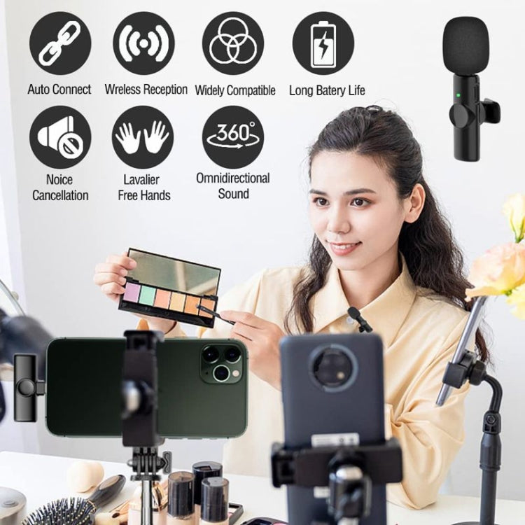 Bluetooth  Mini Microphone Wireless Lavalier Noise Reduction Microphone for iPhone / iPad, with 8 Pin Receiver & Single Microphone