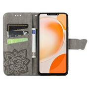 For Huawei Nova Y91 Butterfly Love Flower Embossed Leather Phone Case(Gray)