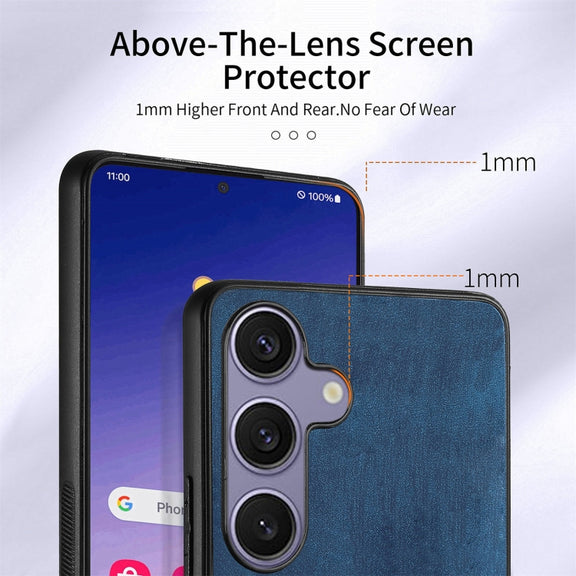 For Samsung Galaxy S25 5G Retro Skin-feel Ring Card Wallet Phone Case(Blue)
