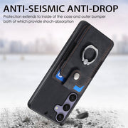 For Samsung Galaxy S25 Ultra 5G Retro Skin-feel Ring Card Wallet Phone Case(Black)