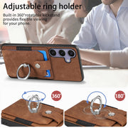 For Samsung Galaxy S25 Ultra 5G Retro Skin-feel Ring Card Wallet Phone Case(Brown)