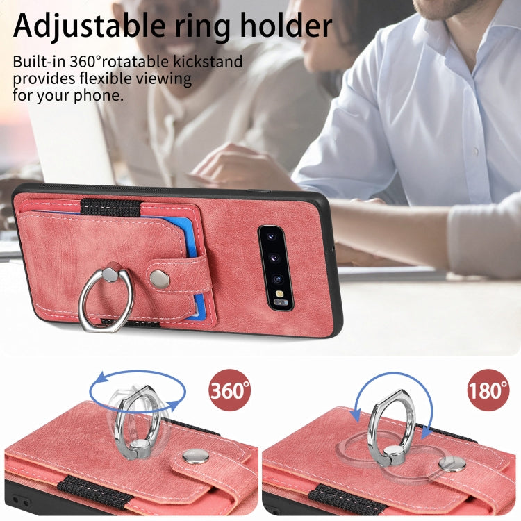For Samsung Galaxy S25 5G Retro Skin-feel Ring Card Wallet Phone Case(Pink)