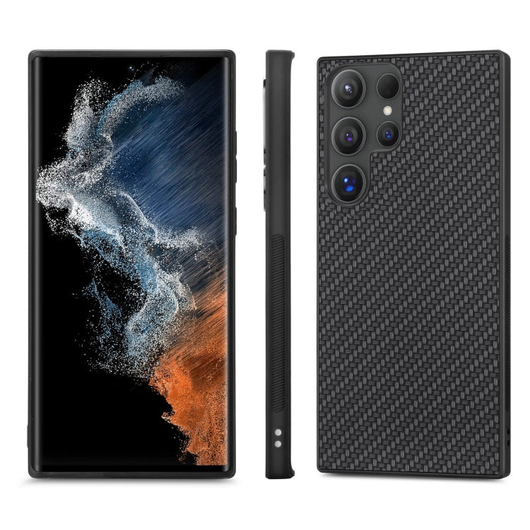 For Samsung Galaxy S25 Ultra 5G Carbon Fiber Texture Leather Back Cover Phone Case(Black)