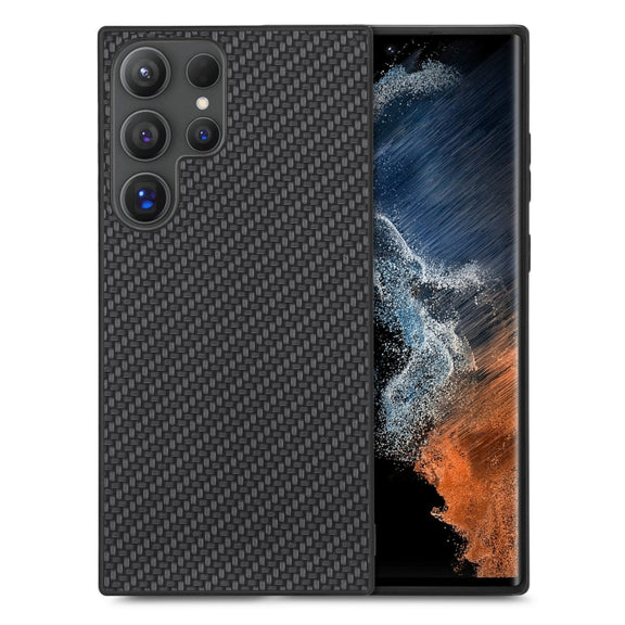 For Samsung Galaxy S25 Ultra 5G Carbon Fiber Texture Leather Back Cover Phone Case(Black)