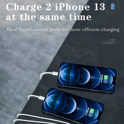35W PD3.0 USB-C / Type-C Dual Port Charger with 1m Type-C to Type-C Data Cable, EU Plug