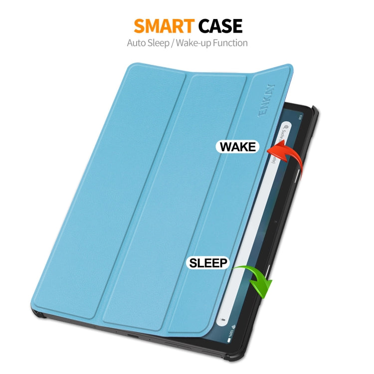 For Amazon Fire Max 11 ENKAY Tri-fold Custer Texture Leather Smart Tablet Case(Grey)