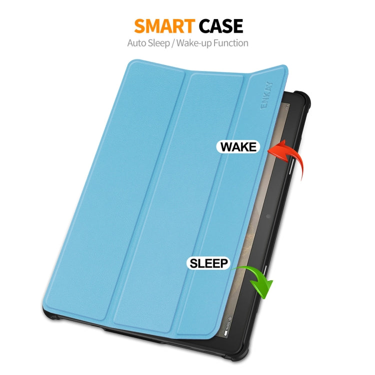 For Amazon Fire HD 10 2023 ENKAY ENKAY Tri-fold Custer Texture Leather Smart Tablet Case(Grey)