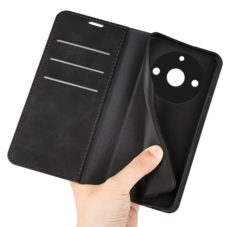 For Realme 11 Pro Retro-skin  Magnetic Suction Leather Phone Case(Black)