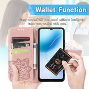 For Blackview A53 Butterfly Love Flower Embossed Leather Phone Case(Black)