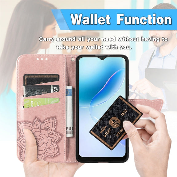 For Blackview A53 Butterfly Love Flower Embossed Leather Phone Case(Black)