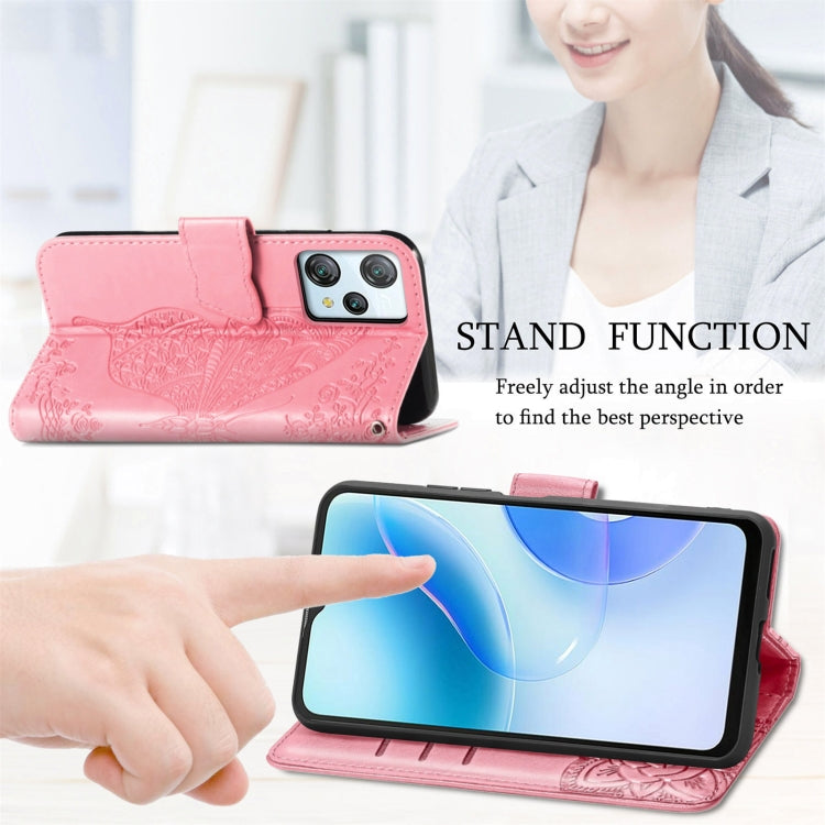 For Blackview A53 Butterfly Love Flower Embossed Leather Phone Case(Blue)