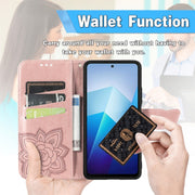For vivo X100 Butterfly Love Flower Embossed Leather Phone Case(Lavender)