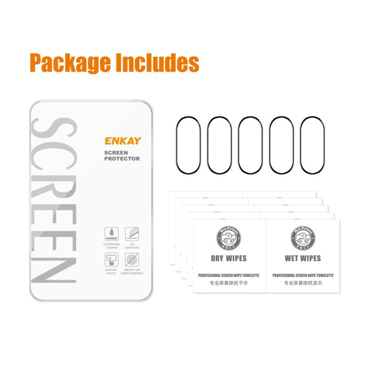 For Xiaomi Smart Band 10 5pcs ENKAY ENKAY 3D Full Coverage Soft PC Edge PMMA HD Screen Film
