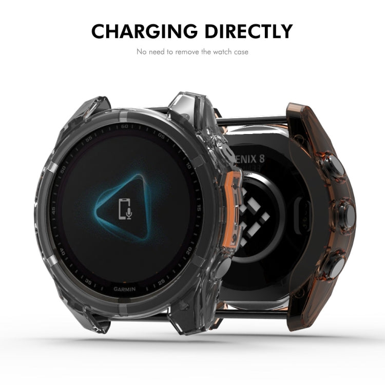 For Garmin Fenix 8 AMOLED 43mm ENKAY Hat-Prince Transparent TPU Frame Drop Protection Case(Orange)