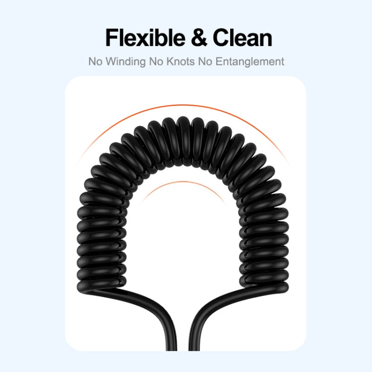 ENKAY PD 27W Type-C to 8 Pin 3A Elbow Expansion Spring Coiled Fast Chrging Data Cable, Length: 1.5m
