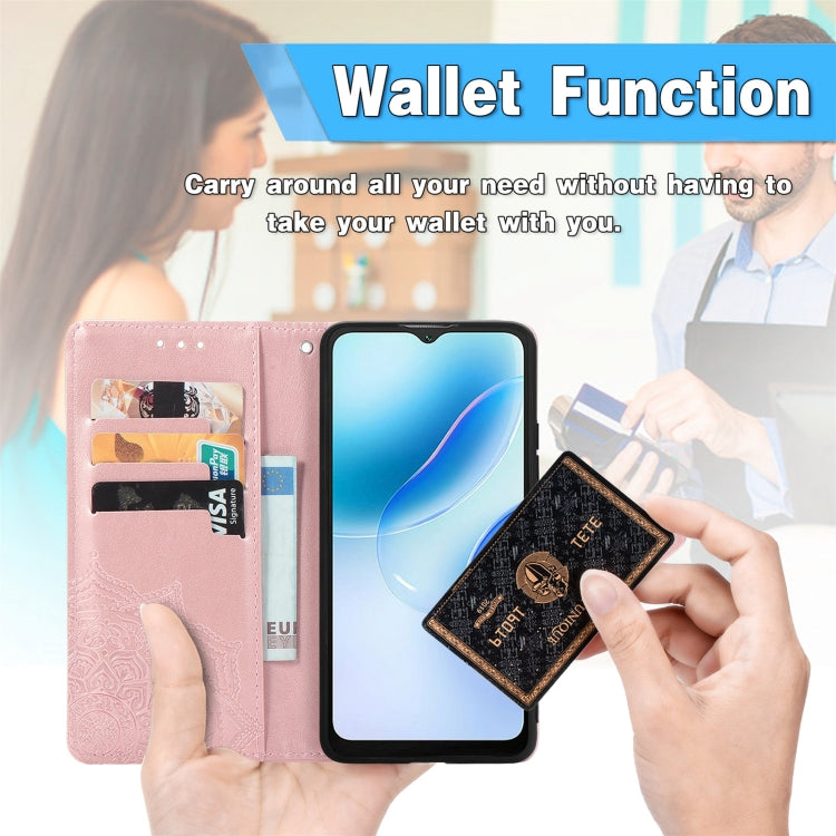 For Blackview A53 Mandala Flower Embossed Leather Phone Case(Blue)