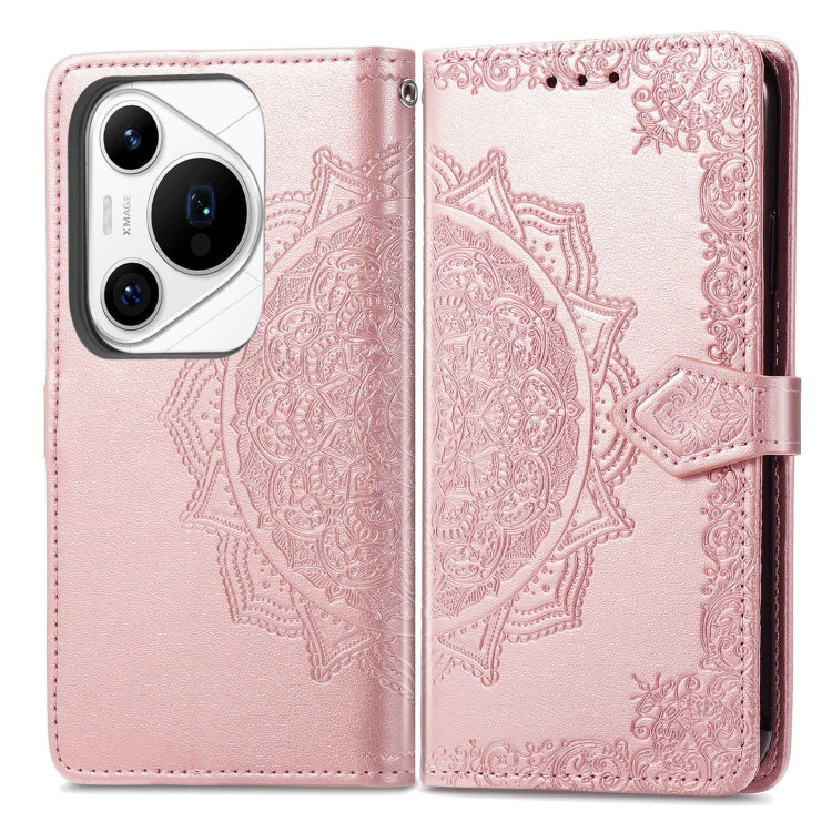 For Huawei Pura 70 Ultra Mandala Flower Embossed Leather Phone Case(Rose Gold)