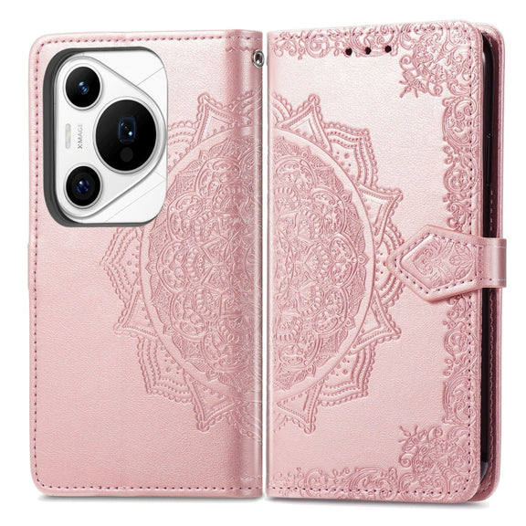 For Huawei Pura 70 Ultra Mandala Flower Embossed Leather Phone Case(Rose Gold)