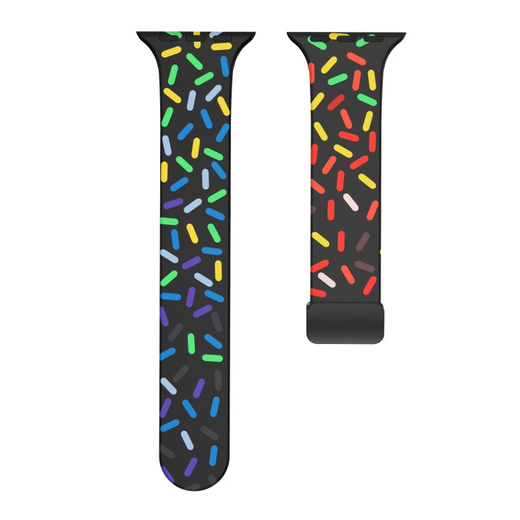 For Apple Watch 4 40mm Rainbow Dots Silicone Magnetic Black Buckle Watch Band(Black)