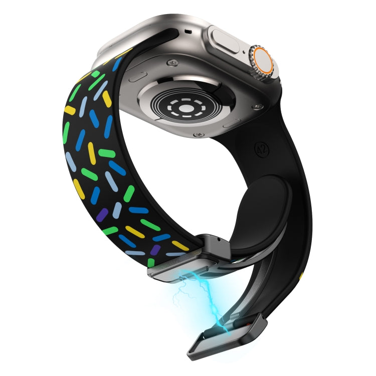 For Apple Watch 4 40mm Rainbow Dots Silicone Magnetic Black Buckle Watch Band(Black)