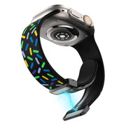 For Apple Watch 4 40mm Rainbow Dots Silicone Magnetic Black Buckle Watch Band(Black)