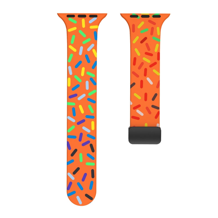 For Apple Watch 2 42mm Rainbow Dots Silicone Magnetic Black Buckle Watch Band(Orange)